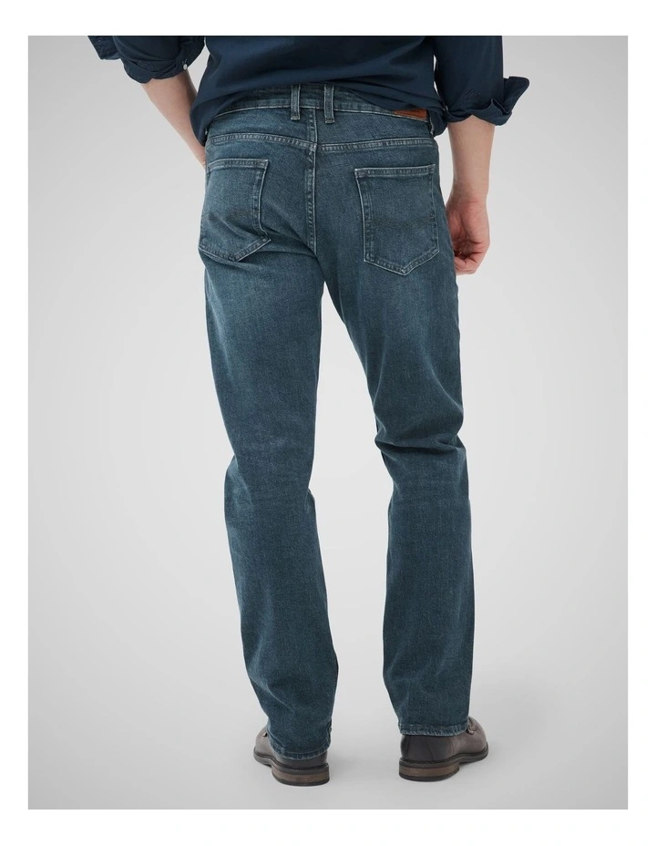 Winton Relaxed Fit Italian Denim Regular Leg Jeans in Mid Blue image 3