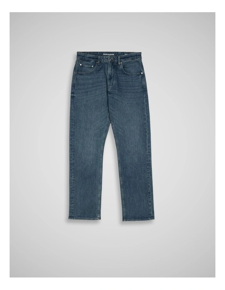 Winton Relaxed Fit Italian Denim Regular Leg Jeans in Mid Blue image 4