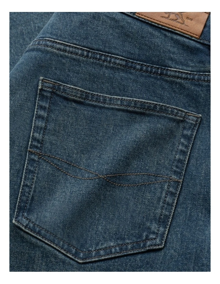 Winton Relaxed Fit Italian Denim Regular Leg Jeans in Mid Blue image 5