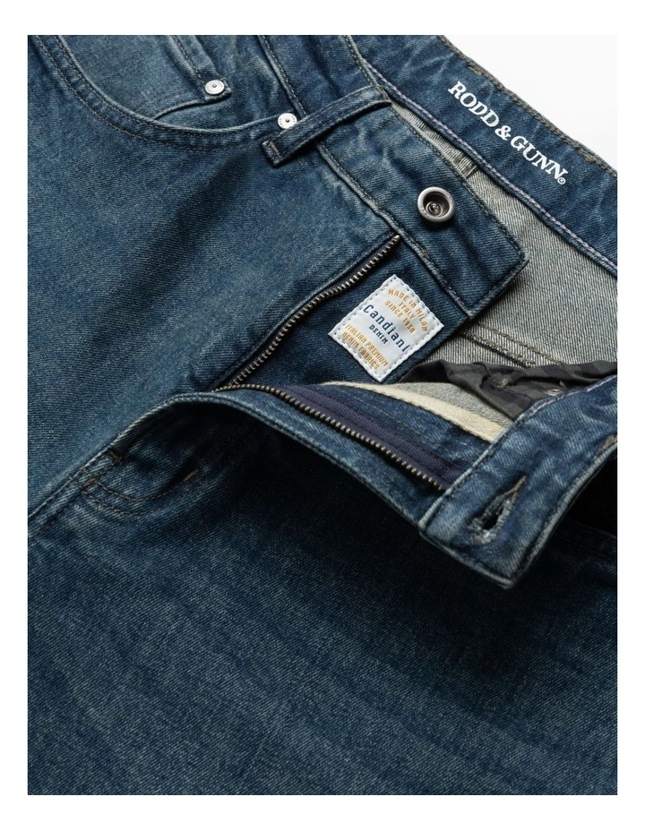 Winton Relaxed Fit Italian Denim Regular Leg Jeans in Mid Blue image 7