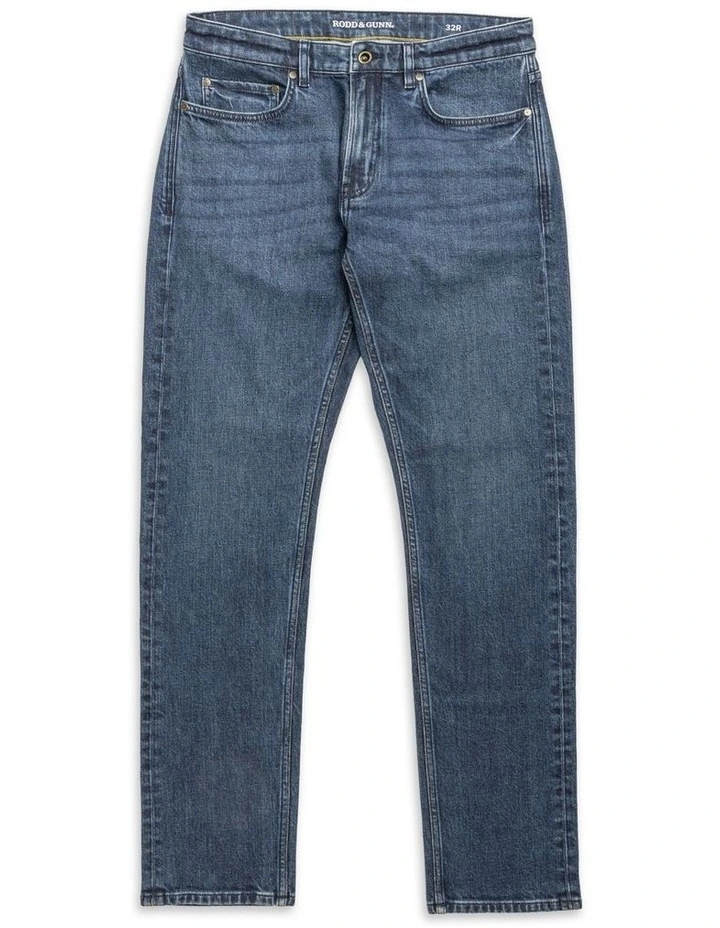 Owaka Straight Fit Italian Denim Short Leg Jeans in True Blue image 4