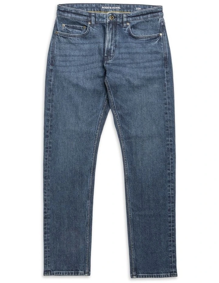 Sutton Straight Fit Italian Regular Leg Denim Jeans in Dark Blue image 4