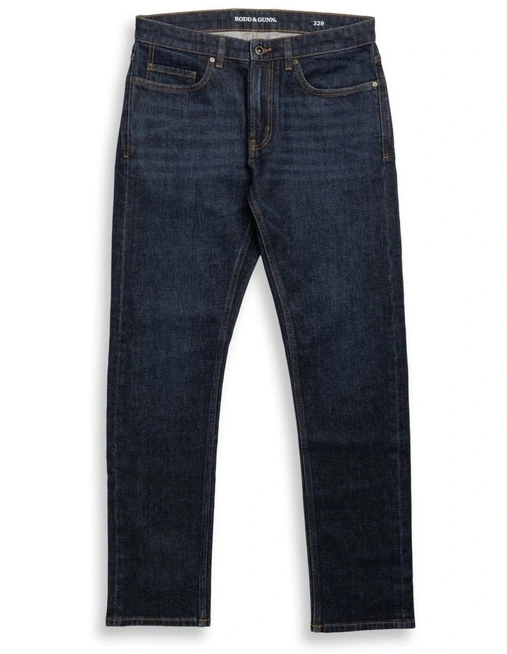 Sutton Straight Fit Italian Short Leg Denim Jeans in Dark Blue image 4