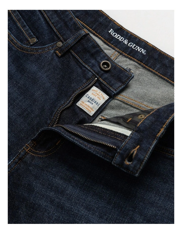 Sutton Straight Fit Italian Short Leg Denim Jeans in Dark Blue image 5