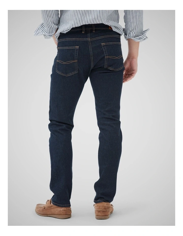 Sutton Straight Fit Italian Long Leg Denim Jeans in Dark Blue image 3