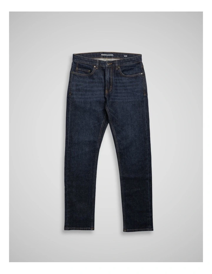 Sutton Straight Fit Italian Long Leg Denim Jeans in Dark Blue image 4