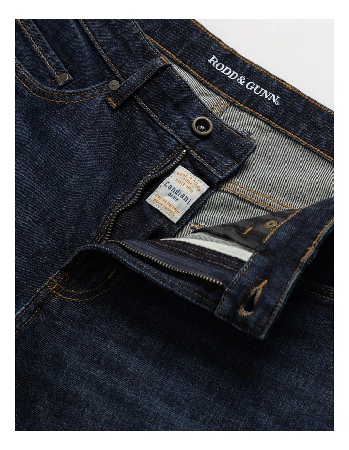 Sutton Straight Fit Italian Long Leg Denim Jeans in Dark Blue image 5