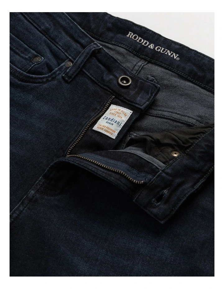 Weston Straight Fit Italian Regular Leg Denim Jeans in Blue/Black image 5