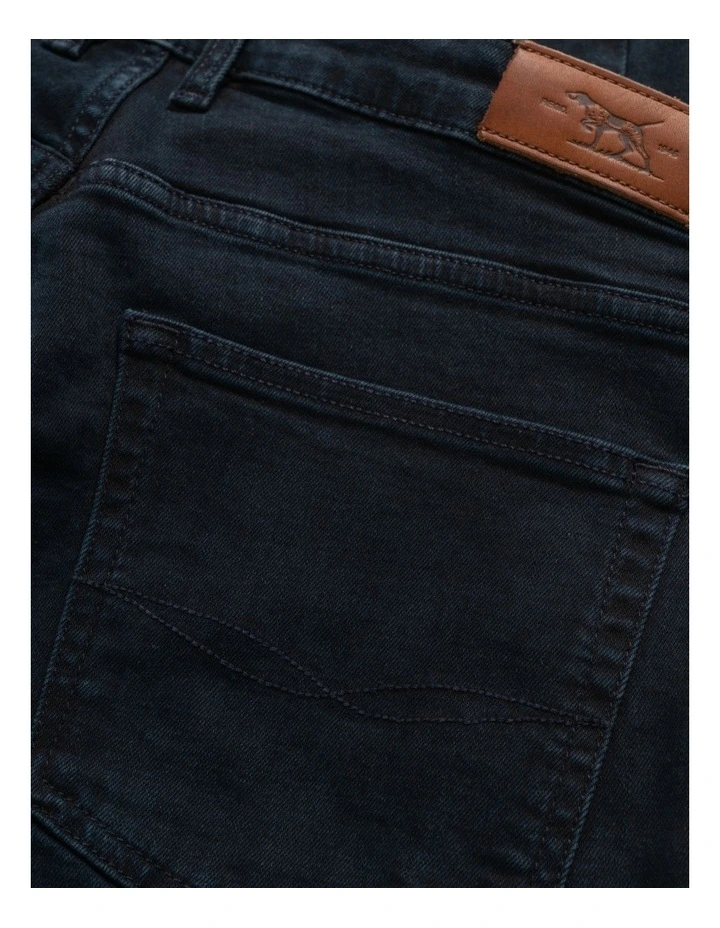 Weston Straight Fit Italian Regular Leg Denim Jeans in Blue/Black image 6