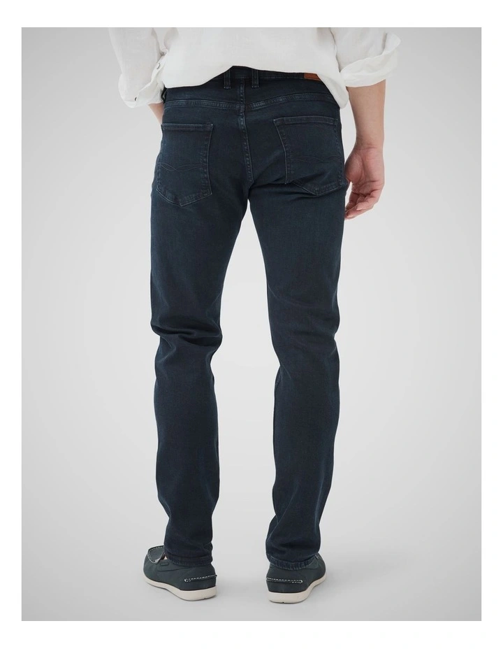Weston Straight Fit Italian Long Leg Denim Jeans in Blue/Black image 3