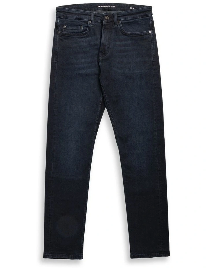 Weston Straight Fit Italian Long Leg Denim Jeans in Blue/Black image 4