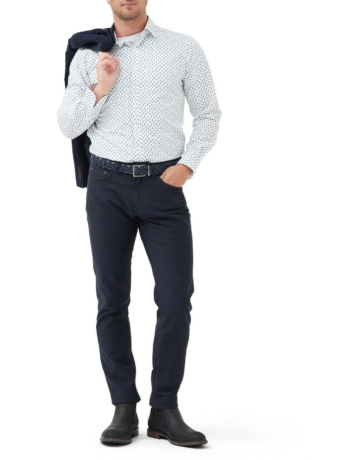 Rees Valley Long Sleeve Sports Fit Shirt in White image 2