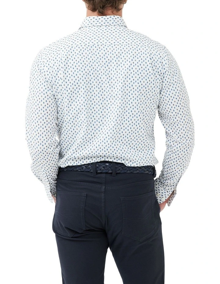 Rees Valley Long Sleeve Sports Fit Shirt in White image 3