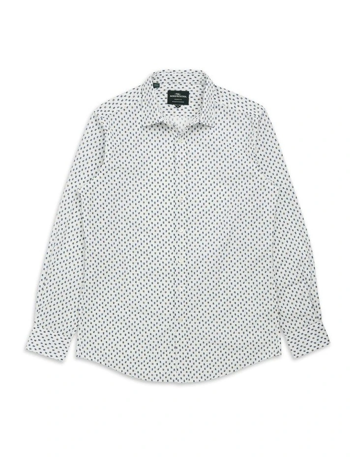 Rees Valley Long Sleeve Sports Fit Shirt in White image 4