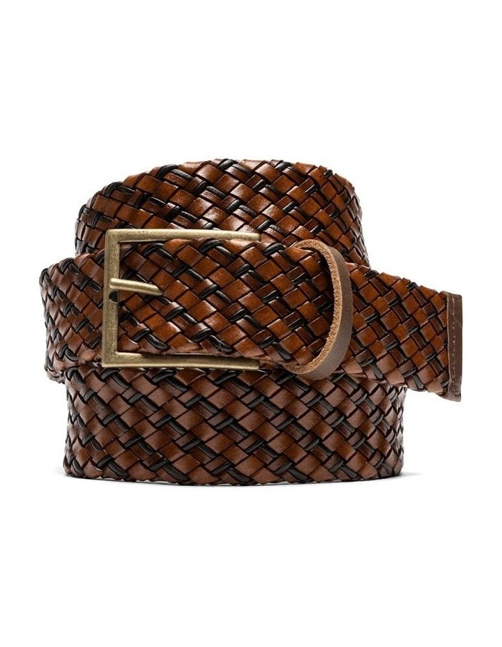 Wanaka Weave Belt in Cognac image 1