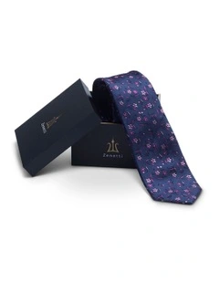 Floral Silk Tie & Hank Set in Pink