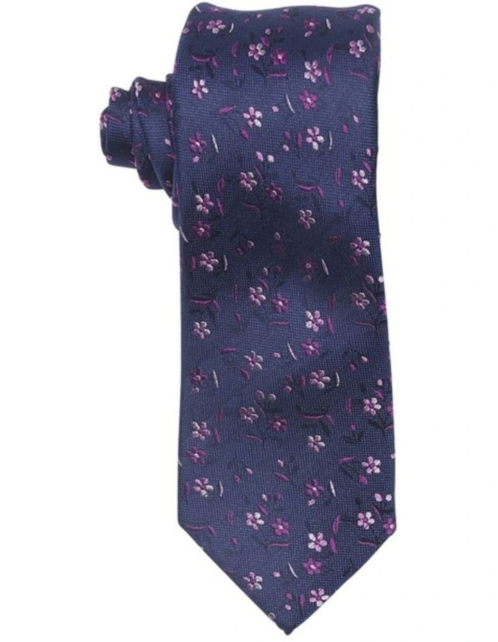 Floral Silk Tie & Hank Set in Pink image 3