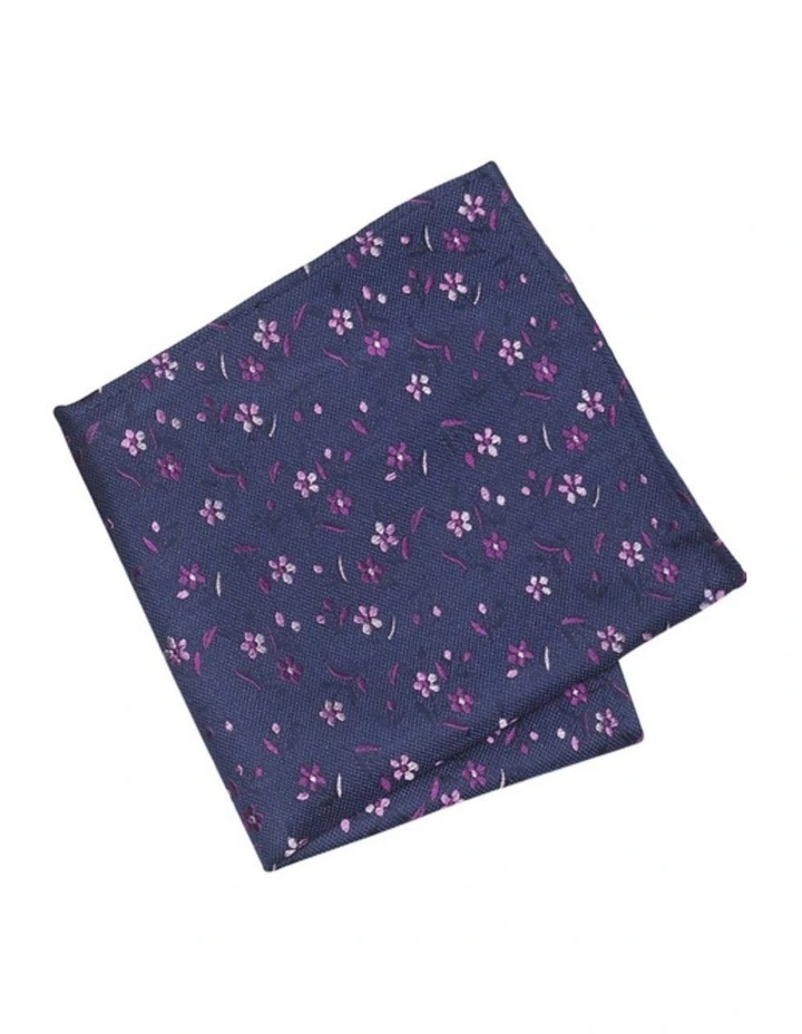 Floral Silk Tie & Hank Set in Pink image 4