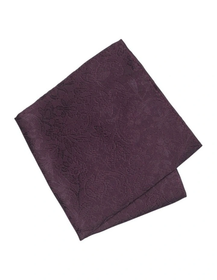 Paisley Print Silk Tie & Hank Set in Burgundy image 4