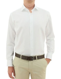 Daniel Hechter Tailored Fit Textured Dress Shirt in White