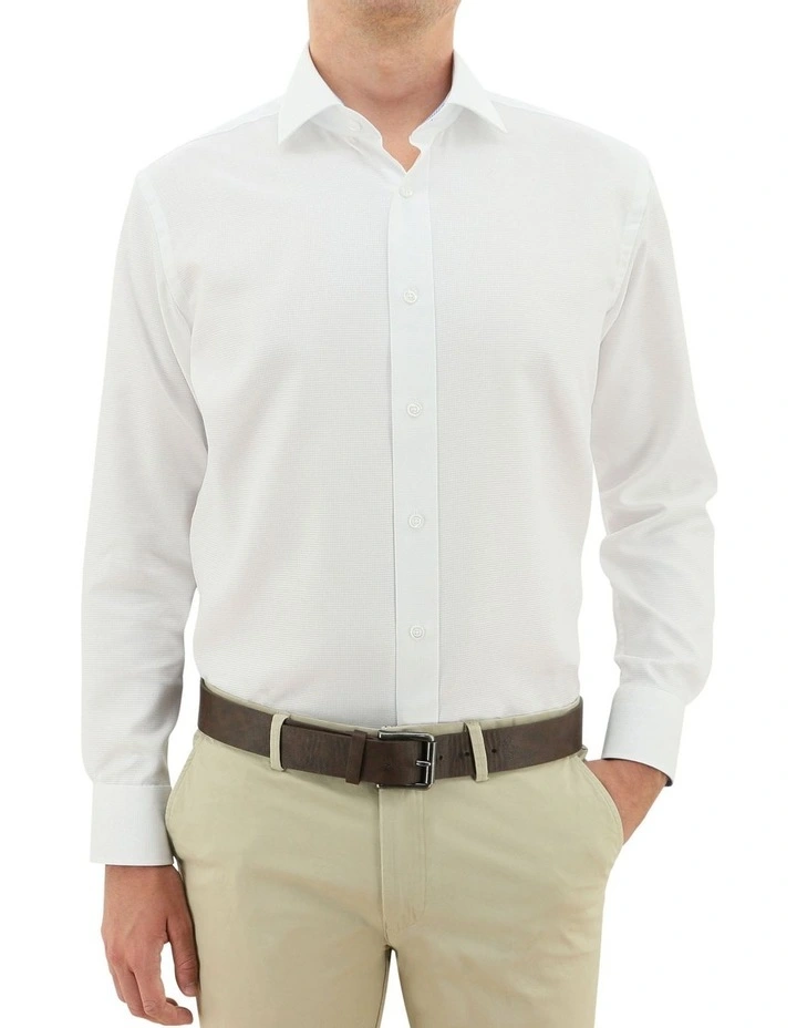 Daniel Hechter Tailored Fit Textured Dress Shirt in White image 1