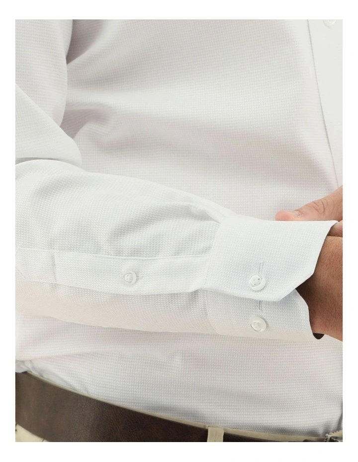 Daniel Hechter Tailored Fit Textured Dress Shirt in White image 3