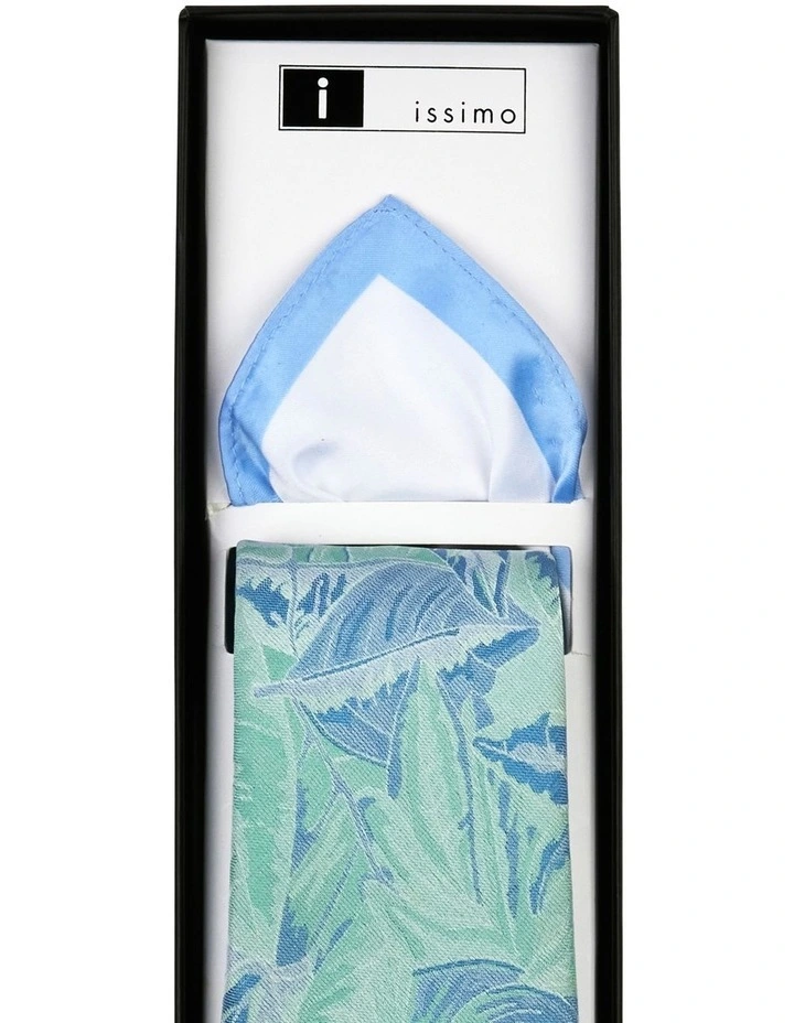 Tie & Hank Set in Green Print image 2