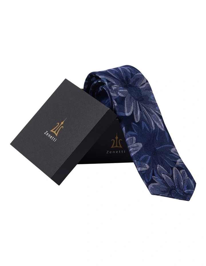 Tie & Hank Box Set in Navy Pattern image 1