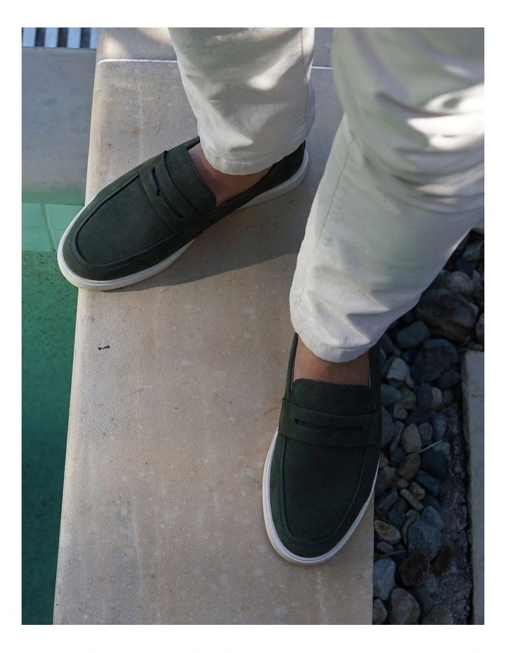 Breeze Nubuck Loafers in Olive image 2