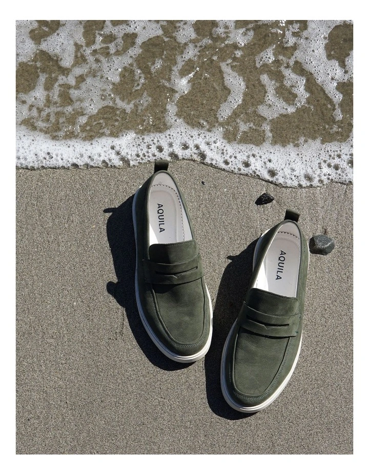 Breeze Nubuck Loafers in Olive image 6