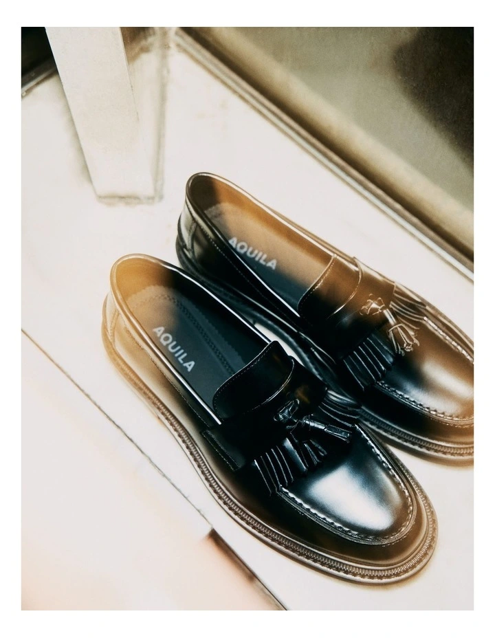 Mensa Tassel Loafers in Black image 2