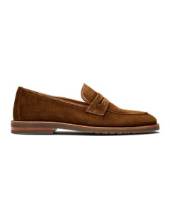 Emilio Suede Penny Loafers in Brown