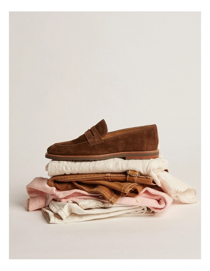 Emilio Suede Penny Loafers in Brown image 6