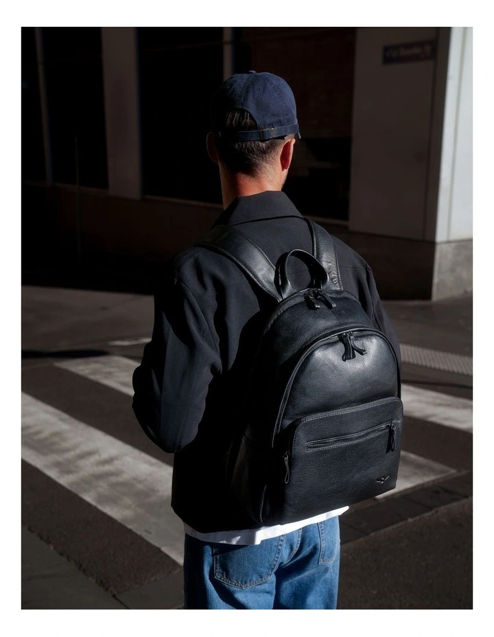 Montoro Leather Backpack in Black image 2