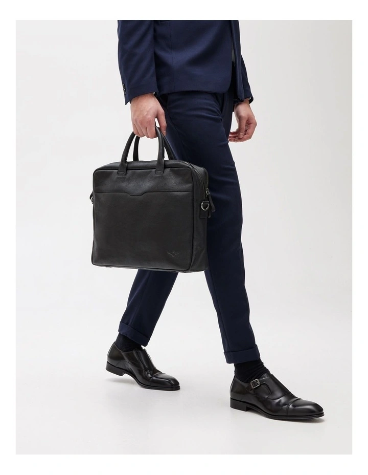 Montoro Leather Briefcase in Black image 2