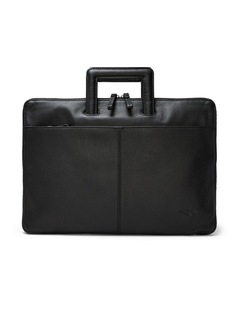 Montoro Leather Slim Briefcase in Black