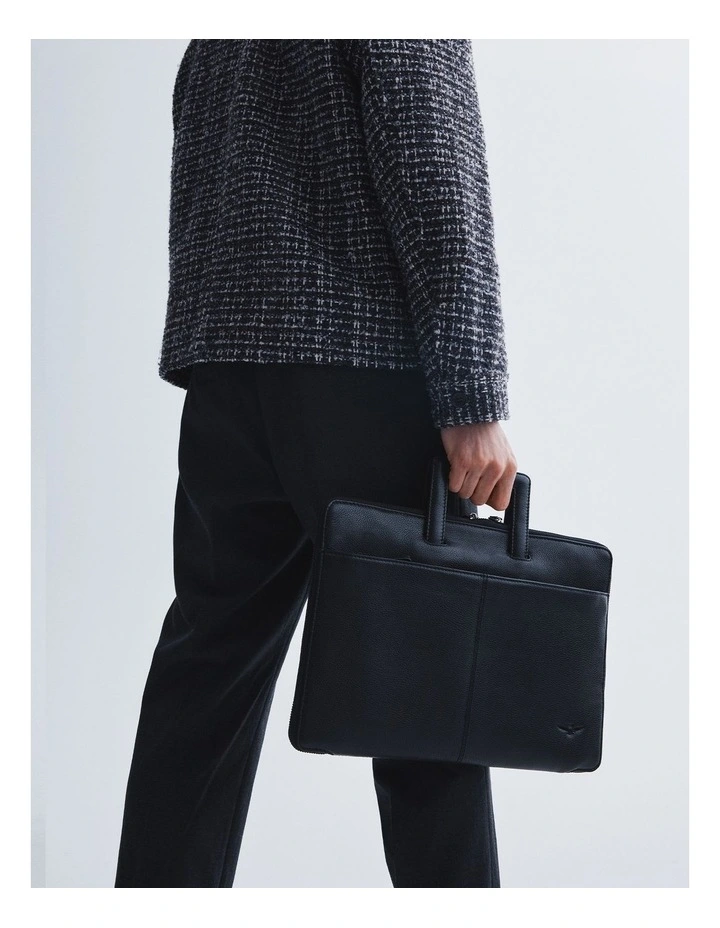 Montoro Leather Compact Briefcase in Black image 2