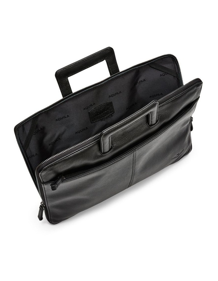 Montoro Leather Compact Briefcase in Black image 3