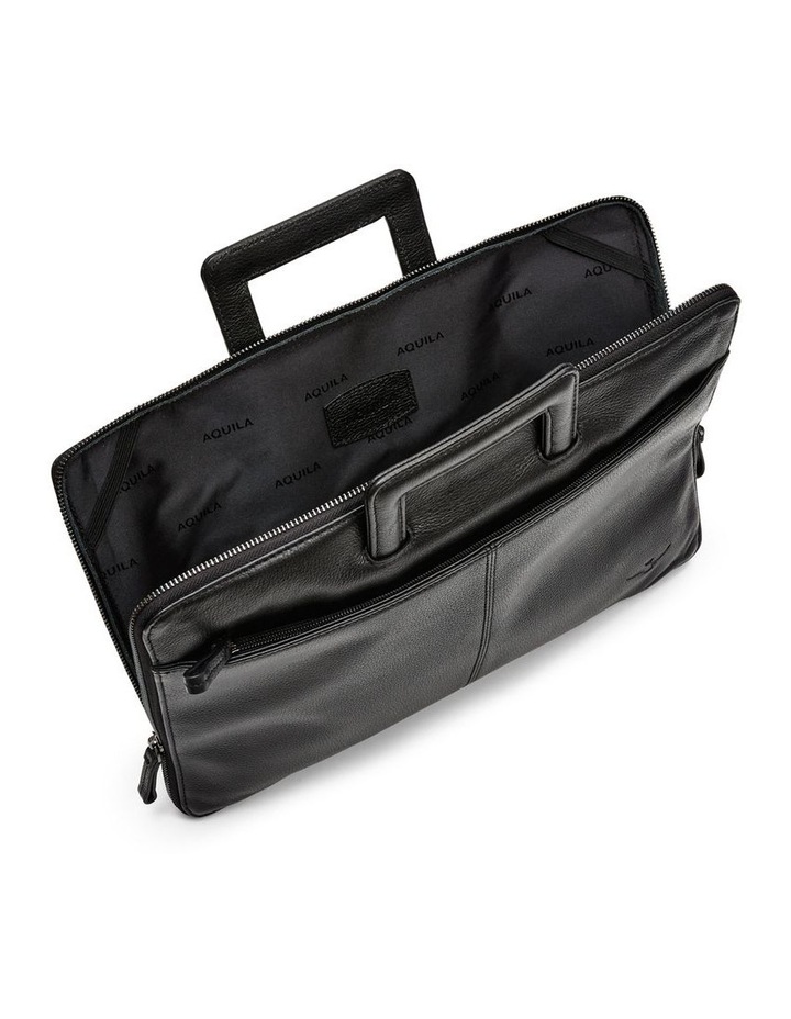Montoro Leather Compact Briefcase in Black image 4
