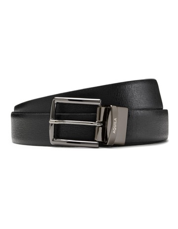 Martini Leather Reversible Belt in Black