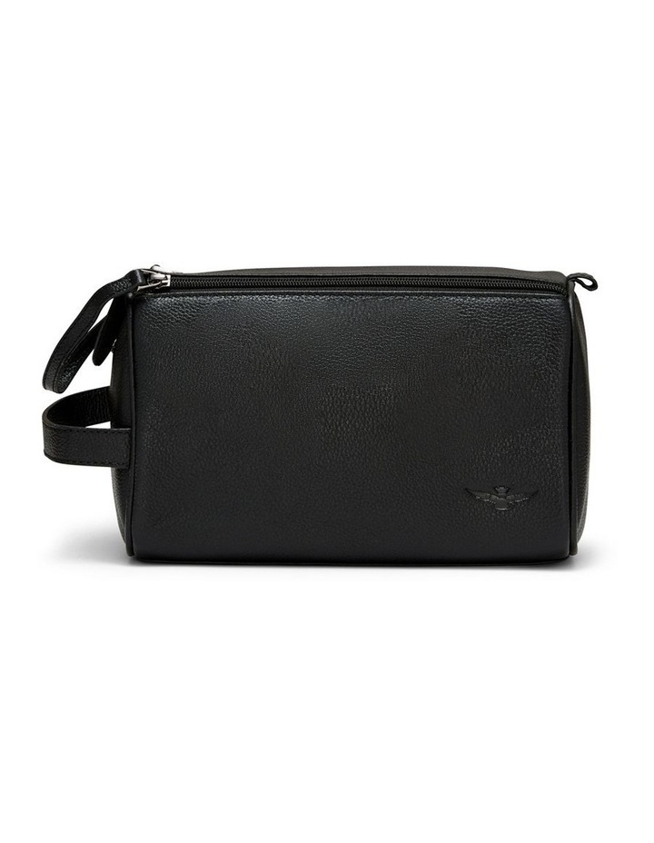 Montoro Leather Toiletry Bag in Black image 1