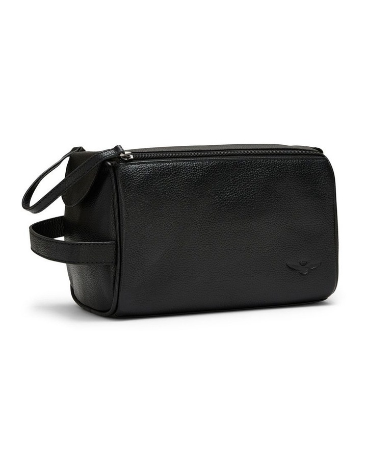 Montoro Leather Toiletry Bag in Black image 3