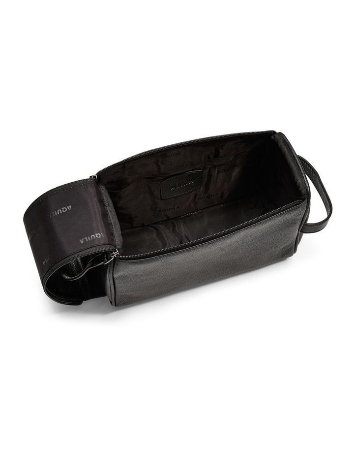 Montoro Leather Toiletry Bag in Black image 5