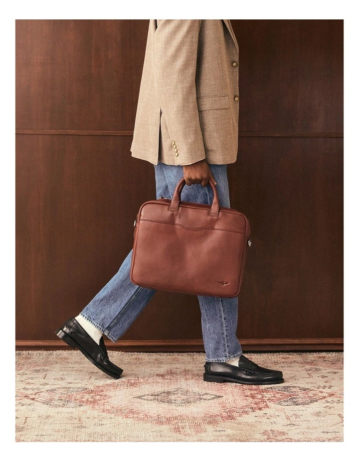 Montoro Leather Briefcase in Brandy image 2