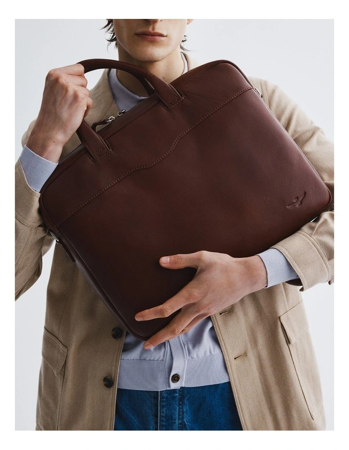 Montoro Leather Briefcase in Brandy image 2