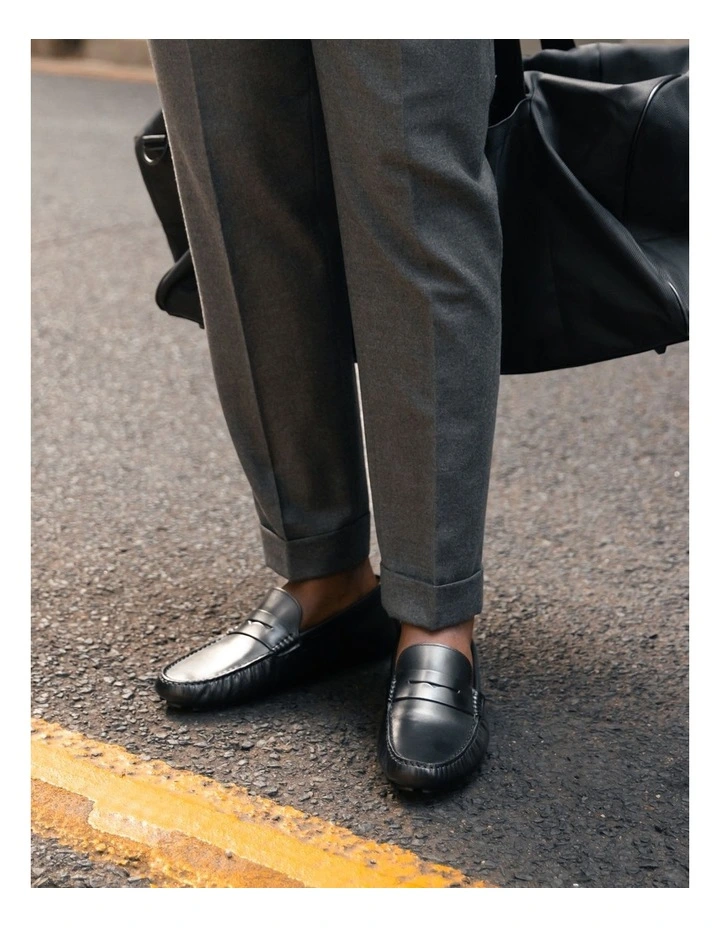 Daytona Leather Driving Shoes in Black image 2