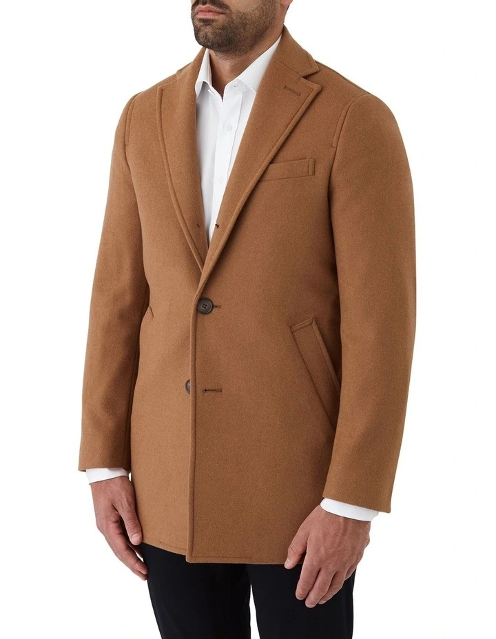 Clarkson Modern Fit Overcoat in Camel image 3