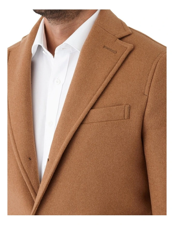 Clarkson Modern Fit Overcoat in Camel image 4