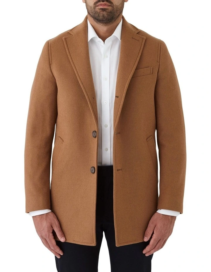 Clarkson Modern Fit Overcoat in Camel image 5