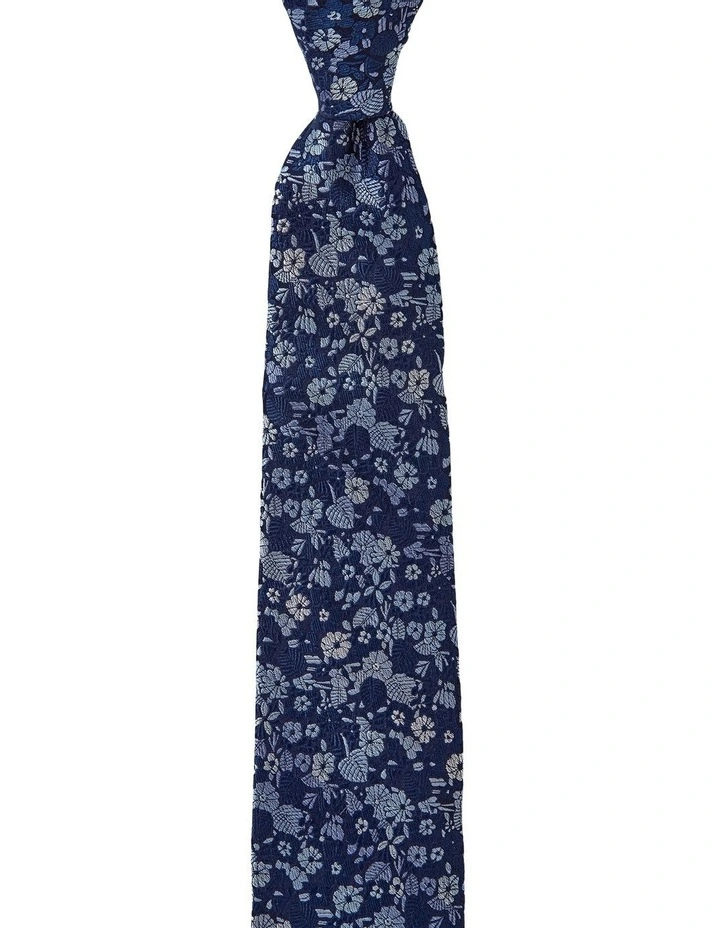 Small Flora Silk Tie in Blue image 1